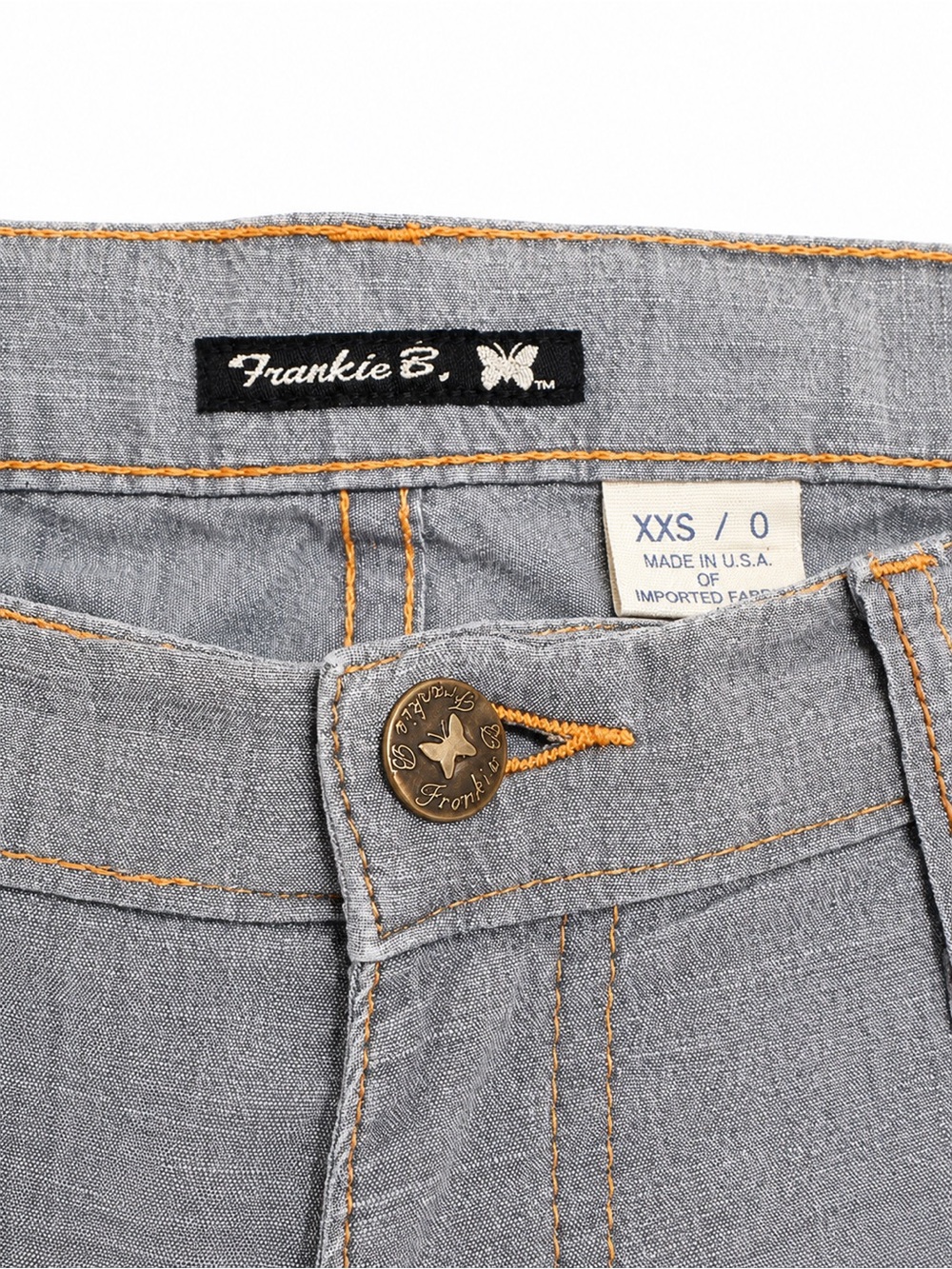 Frankie B Y2K Low Rise Flare Jeans Gray Chambray Embroidered Pockets USA XXS - Picture 5 of 6